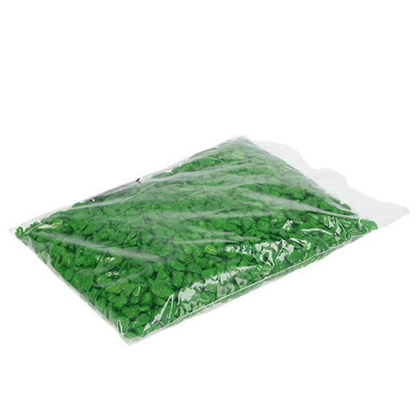 Grüner Dekorkies in einem transparenten Beutel.