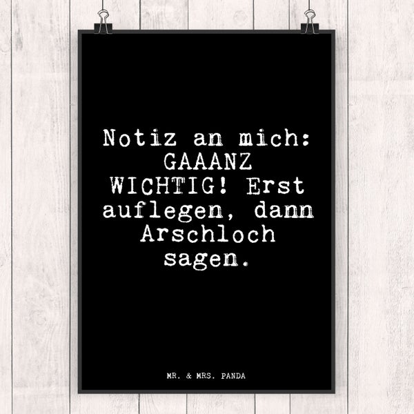 Mr. & Mrs. Panda DIN A3 Poster Notiz an mich: GAAANZ... - Schwarz