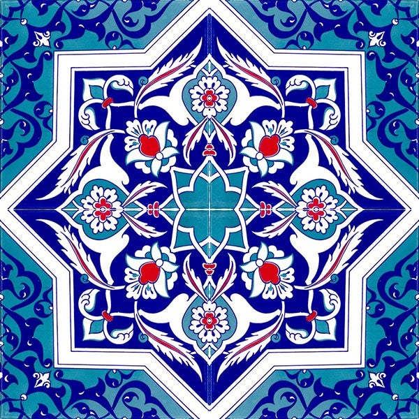 Türkische Fliesen Keramik 20x20 Mehtap - Keramische Wandfliesen für Bad und Küche im Mosaikstil | Packung mit 12 dekorativen Keramikfliesen 0,48 m2