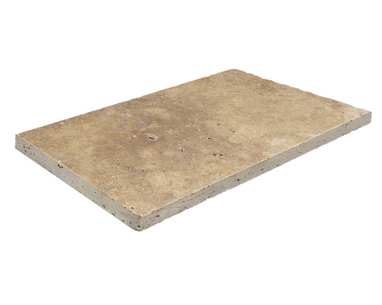 Wohnrausch Travertin Terrassenplatten GOLDEN BROWN 61 x 40,6 x 3 cm, getrommelt, braun, gelb, gold