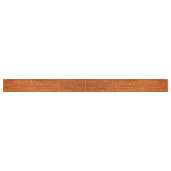 Langer, schmaler Pflanzkasten aus Holz für den Garten.