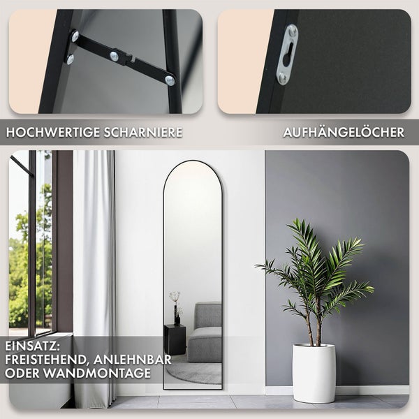Floordirekt Ganzkörperspiegel Madison Gewölbt Aluminiumrahmen Schwarz 150 x 40 cm