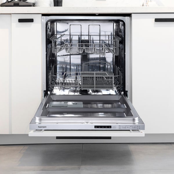 homeX Geschirrspüler vollintegriert Einbauspülmaschine 60 cm 14 Gedecke 5 Programme Aquastop GSEV6014AE