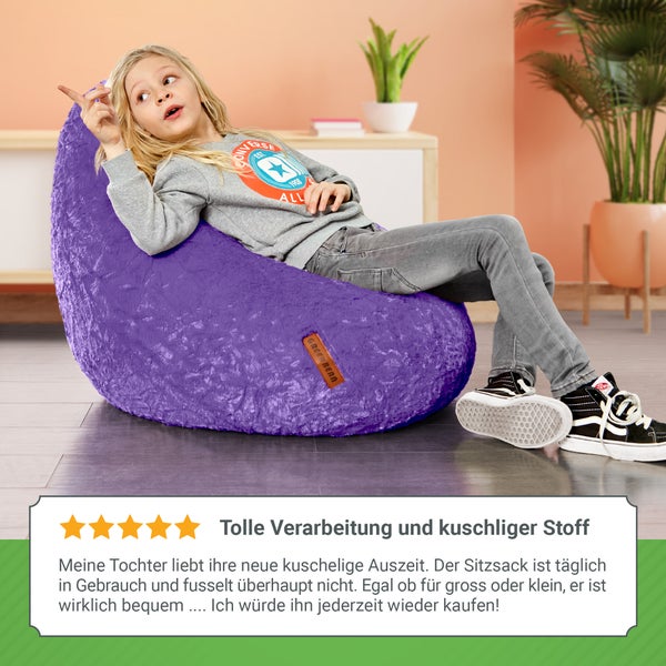 Green Bean Plüsch Sitzsack 45x45x60cm - Indoor Sitzkissen mit 120L EPS Perlen Füllung Kuschelig Waschbar - Bean Bag Bodenkissen Lounge Chair Sitzhocker - Lila