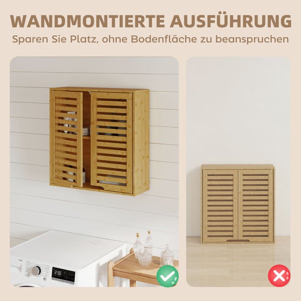 Bambus-Hängeschrank im Vergleich: Wandmontage spart Platz gegenüber der Platzierung auf dem Boden.