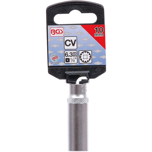 BGS Steckschlüssel-Einsatz Gear Lock tief Antrieb Innenvierkant 6,3 mm (1/4) SW 10 mm - 10160