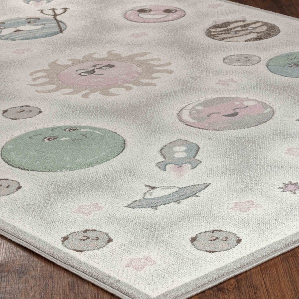 Teppich für Kinder Animierte Planeten Beige/Grau 200x275 cm MILKY WAY
