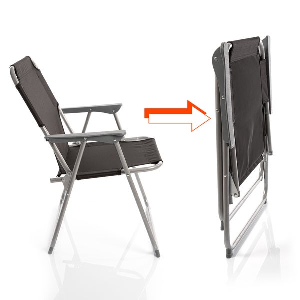 BigDean 4x Klappstuhl Faltstuhl Angelstuhl – Anthrazit/Grau robust klappbar bis 120kg belastbar - klassischer Gartenstuhl für Garten & Camping - Campingstuhl faltbar