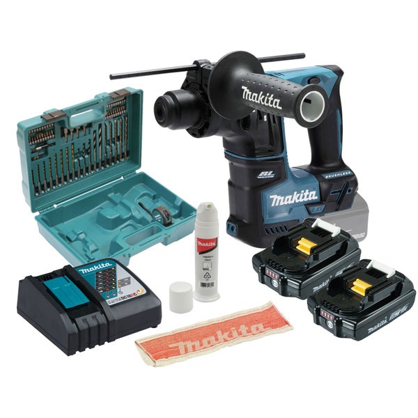 Makita Akku-Bohrhammer Set mit Akkus, Ladegerät und Zubehör