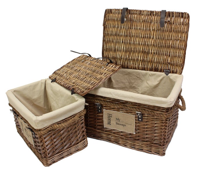 FRANK FLECHTWAREN | Universaltruhe My Storage, 2er Set, WEIDE, BAUMWOLLE, POLYESTER, 45 x 30 x 32 cm, 56 x 38 x 37 cm