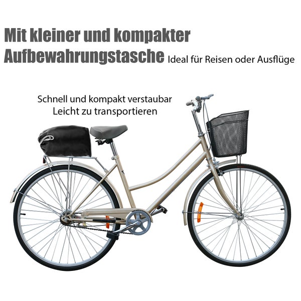 Fahrrad mit Gepäcktasche und Korb für Ausflüge