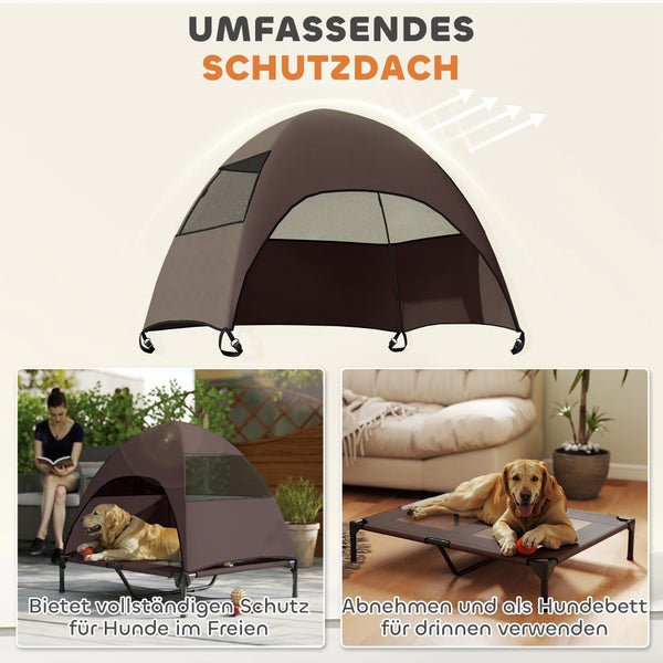 Hundebett mit Sonnenschutzdach für den Innen- und Außenbereich