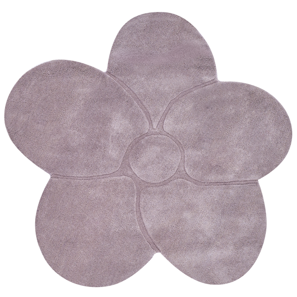 Badematte in Blumenform, altrosa, mit weicher Oberfläche und fünf konturierten Blütenblättern.