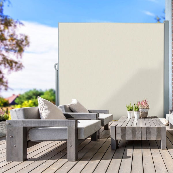 FLOORDIREKT Seitenmarkise - Markise für Balkon und Terrasse - Breite: 3 m - Höhe: 1,8 m - Beige