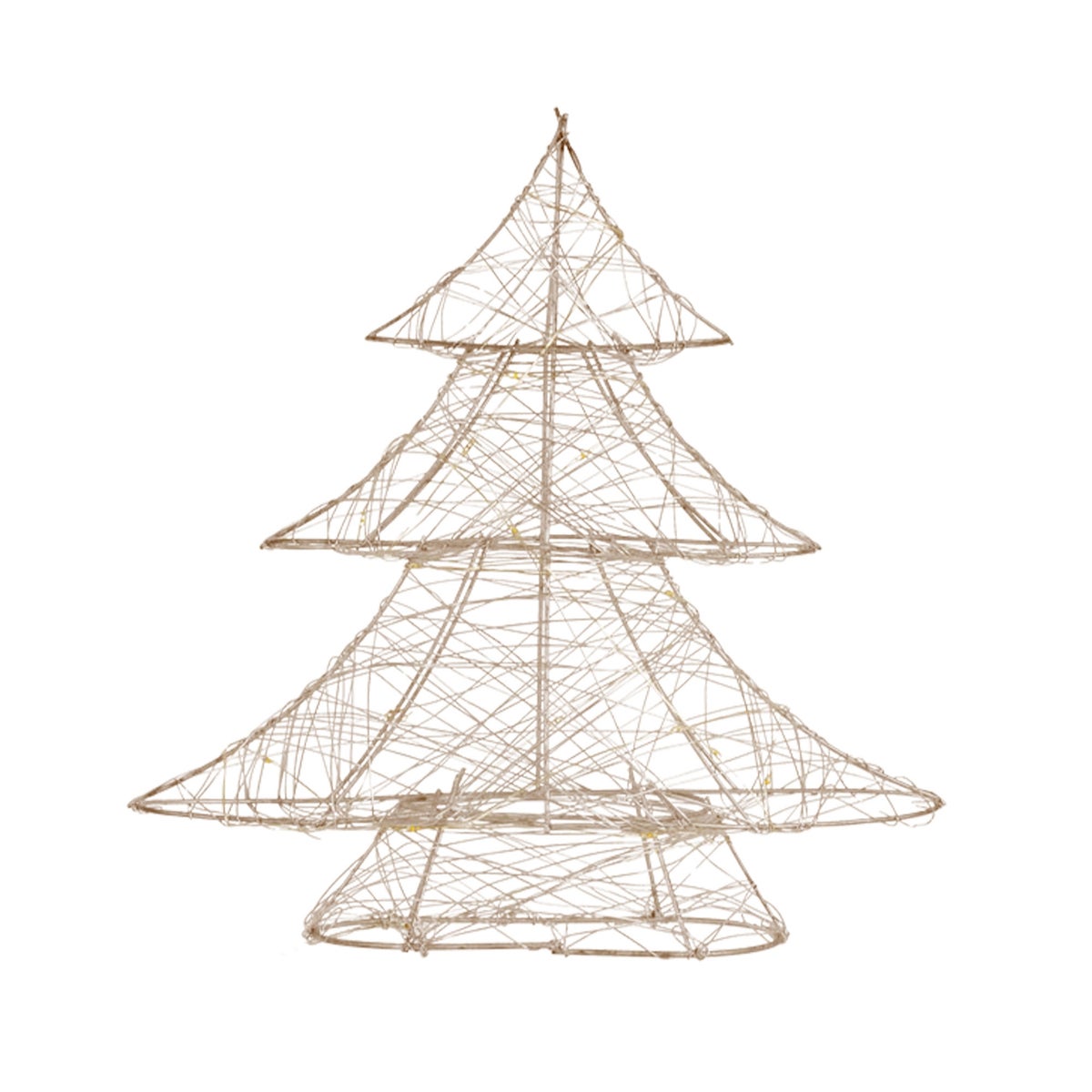 ECD Germany LED Deko Baum Weihnachten mit 20 warmweißen LEDs, 30 cm hoch, aus Metall, Gold, Weihnachtsbaum mit Beleuchtung &amp; Timer, Innen, batteriebetrieben, Lichterbaum Tanne stehend Weihnachtsdeko
