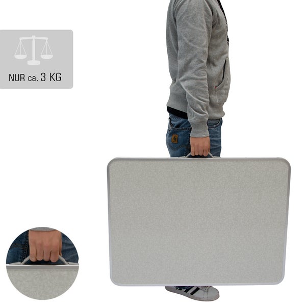 AMANKA klappbarer Campingtisch 80x60x67 cm Leichtgewicht Klapptisch Reisetisch im Kofferformat Hell Grau