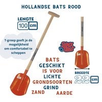 Holländischer Spaten mit T-Griff, 100 cm Länge und 22 cm Breite, geeignet für leichte Böden