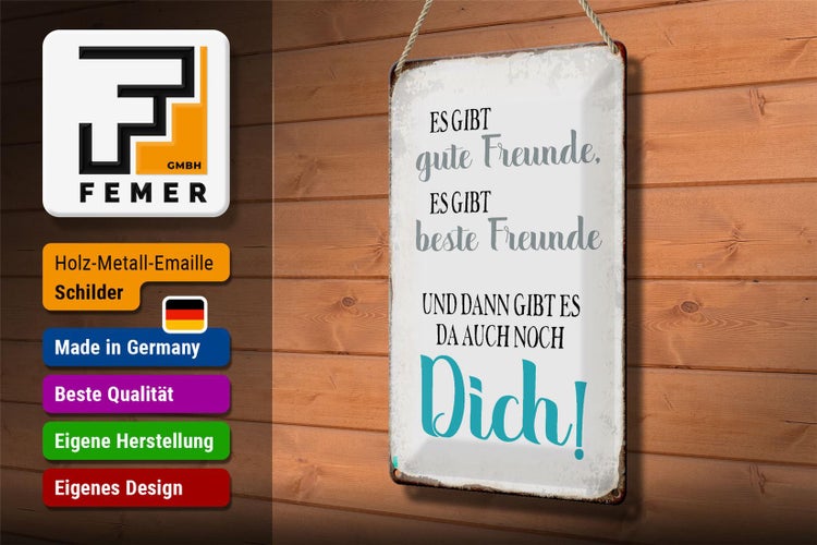 Blechschild Spruch 20x30cm gibt gute Freunde auch noch Dich