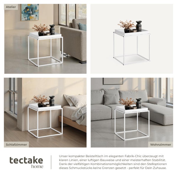 Beistelltisch tectake Cambridge 40 x 40 x 44 cm Stahl weiß