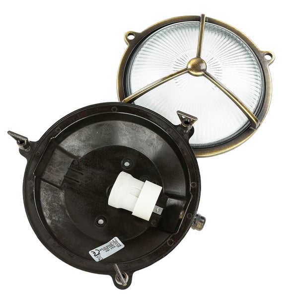 Innenraumleuchte mit runder Form, Metallgehäuse und geriffeltem Glas