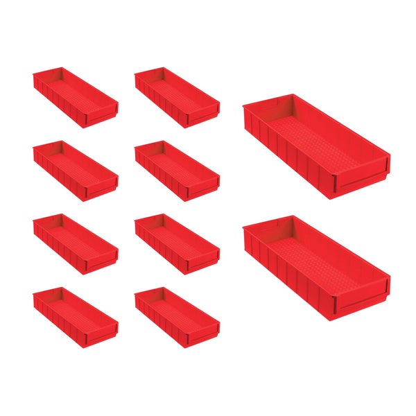 PROREGAL SparSet 10x Rote Indurstriebox 500 B HxBxT 8,1 x 18,3 x 50 cm 6 Liter Sortimentskasten