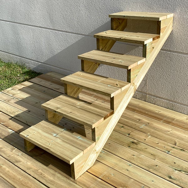 Außentreppe, Gartentreppe, Terrassentreppe  Holz H105cm 6 Stufen, Breite 60cm, OHNE Setzstufen