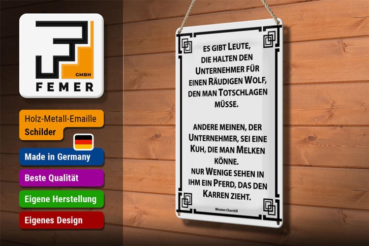 Blechschild Spruch 20x30cm Leute, die halten Unternehmer