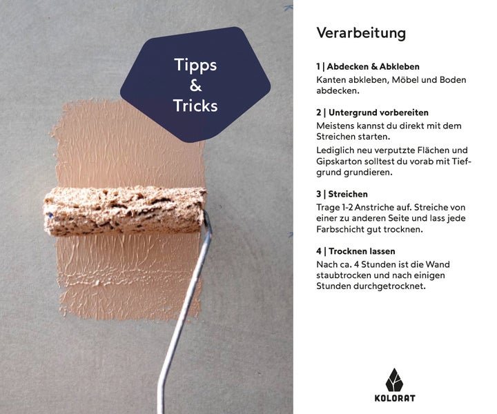 Kolorat matte Wandfarbe Hochdeckend – Salbei K/23-9-28-33/T – 2.5L  Matte Wand- & Deckenfarbe, höchste Deckkraft, geruchsarm, atmungsaktiv, leichte Verarbeitung. Hochwertige Innenfarbe für alle Räume.