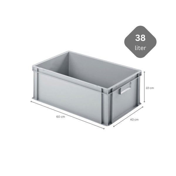 PROREGAL SparSet 10x Eurobehälter mit Geschlossenem Griff und 1 x Transportroller Rot HxBxT 22 x 40 x 60 cm 38 Liter Eurobox Transportbox