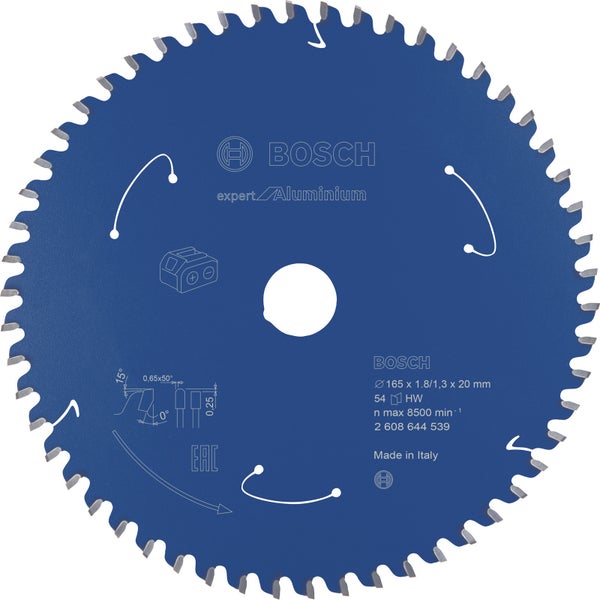 Bosch Kreissägeblatt Expert for Aluminium für Akku-Handkreissägen 165 x 1,8 / 1,3 x 20 54 Zähne - 2608644539