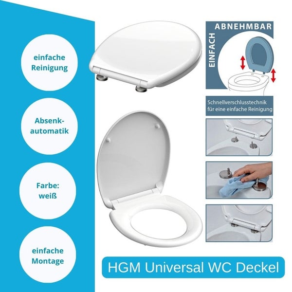 HGM Universal WC-Deckel mit Absenkautomatik und Schnellverschlusstechnik für einfache Reinigung