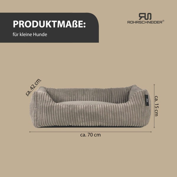 Rohrschneider Tierbett Cordstoff breit Gr. 1 taupe + faltbarer Reisenapf