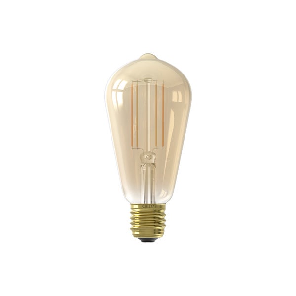 Calex LED-Leuchtmittel ST64 mit E27-Sockel, Filament-Technik und bernsteinfarbenem Glas im Vintage-Design.