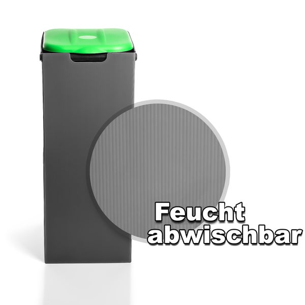 BigDean Müllsackständer Grün 80L mit Sichtschutz - passend für den Gelben Sack + andere Müllsäcke - Müllsackhalter Mülleimer Müllbeutelständer - Feucht abwischbar - Made in Europe