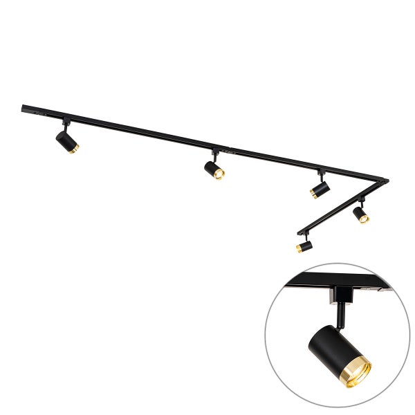 L-förmiges Schienenstrahler System mit fünf verstellbaren LED Spots für die Deckenbeleuchtung.