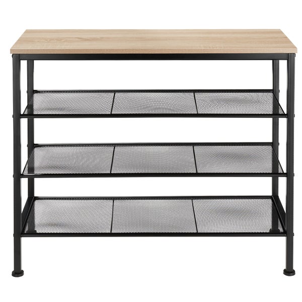 Schuhregal tectake Newport 80,5 x 30,5 x 72,5 cm Industrial Style Industrial Holz hell, Eiche Sonoma