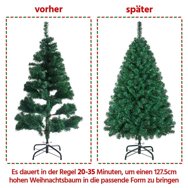 Vorher und Nachher: Künstlicher Weihnachtsbaum vor und nach dem Formen.