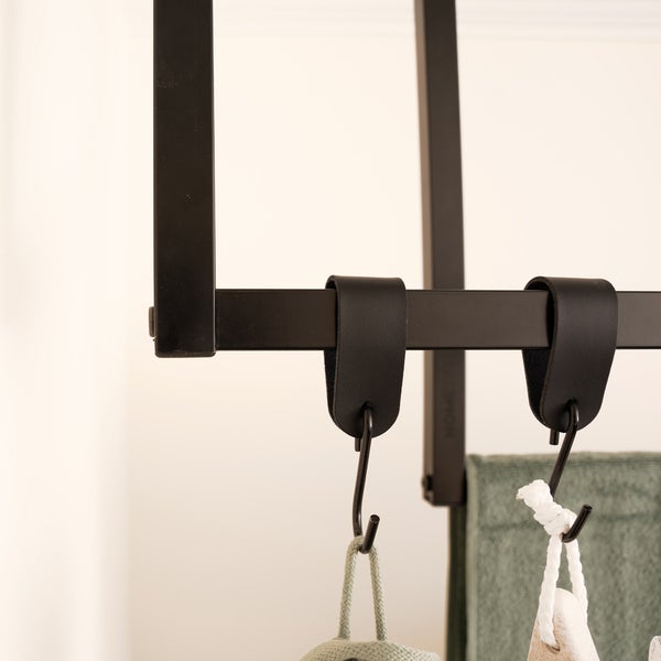Home Deluxe - S-Haken SHAPE - Schwarz, 11 x 3 x 4cm, Eisen mit PU- Leder, inkl. Doppelnaht I Kleiderhaken Kleiderbügel Garderobenhaken Kleideraufhänger - Variantenauswahl