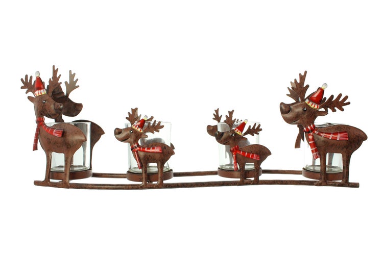 Weihnachtlicher Kerzenständer mit Rentieren aus Metall