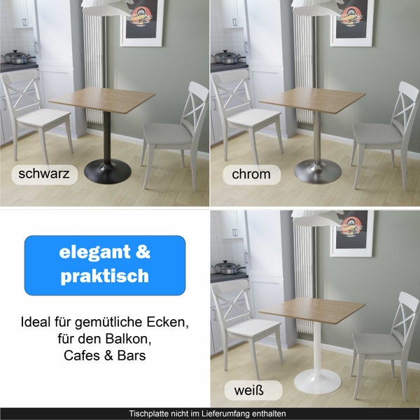 Tischgestell in drei Ausfuehrungen mit quadratischer Tischplatte in einer Wohnraumszene