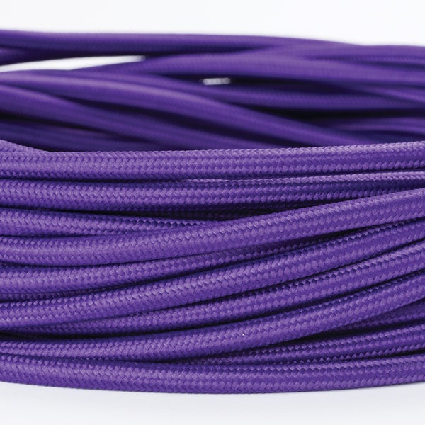 Textilkabel Voilett, 3-adrig, (3x 0,75 mm²) - Stoffkabel mit Erdleiter, Meterware