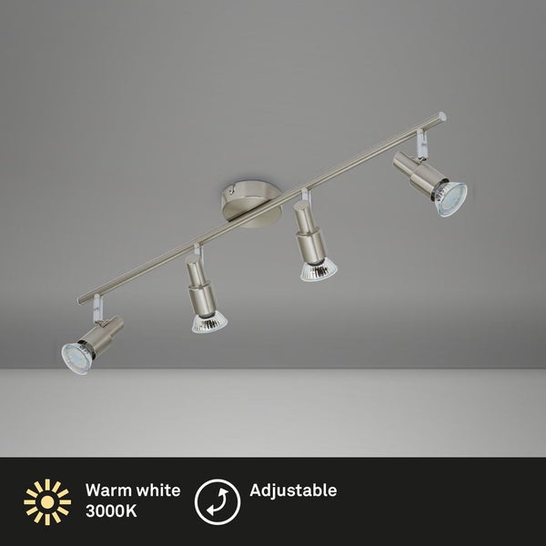 LED Deckenleuchte Spotleuchte dreh-& schwenkbar 4xGU10 12W Matt-Nickel Briloner