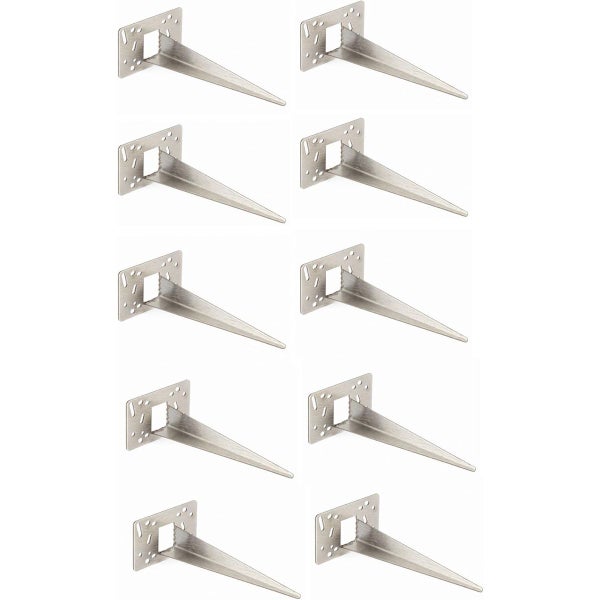 10er-Set unsichtbare Regalbodenträger aus verzinktem Stahl für schwebende Regale.