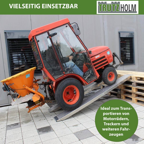 TRUTZHOLM Alu Auffahrrampe 250 cm 500 kg 26 cm breit Anti Rutsch gelocht Motorradrampe Verladerampe