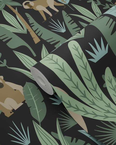 Tapetenrolle mit Affen- und Dschungelmotiven