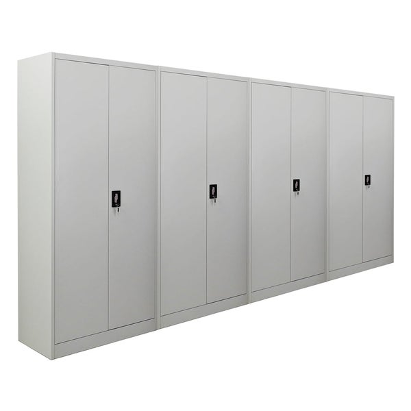 PROREGAL Mega Deal 4x Flügeltürenschrank ELEPHANT HxBxT 185 x 90 x 40 cm 4 Fachböden Lichtgrau