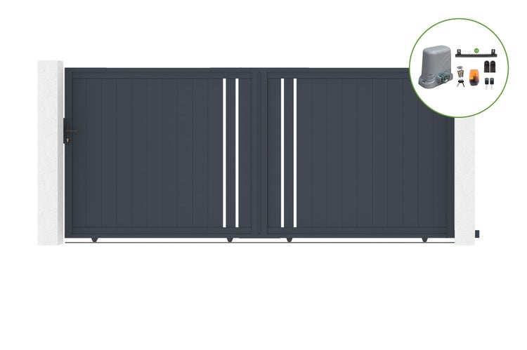 Schiebetor 4m GIONA H.180cm Aluminium + TANKER C600 Motorisierung