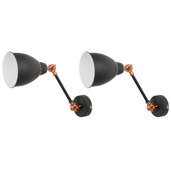 Wandlampe 2er Set MISSISSIPPI verstellbar Metall Graphitgrau