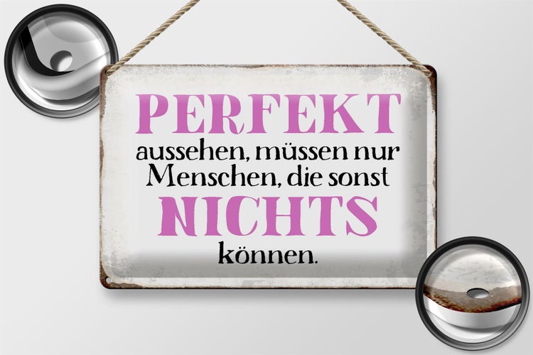 Blechschild Spruch 30x20cm perfekt aussehen nichts können