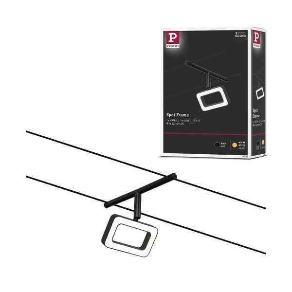 CorDuo LED Seilsystem Frame Einzelspot 280lm 4,8W 3000K 12V Schwarz matt, Chrom